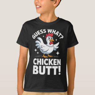 T-shirt Devinez quoi cul de poulet Clic Kids Blague Design