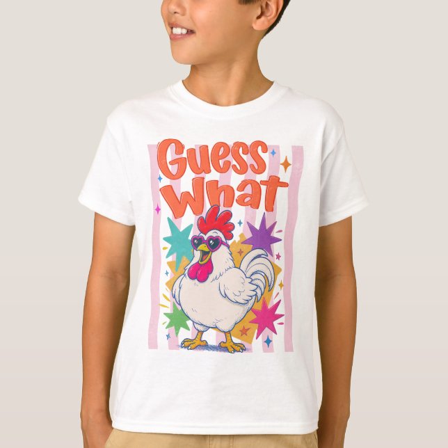 T-shirt Devinez quoi Cul de poulet Drôle Rétro Poulet  (Devant)
