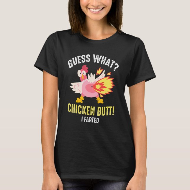 T-shirt Devinez quoi cul de poulet Poulets mignons  Buff a (Devant)