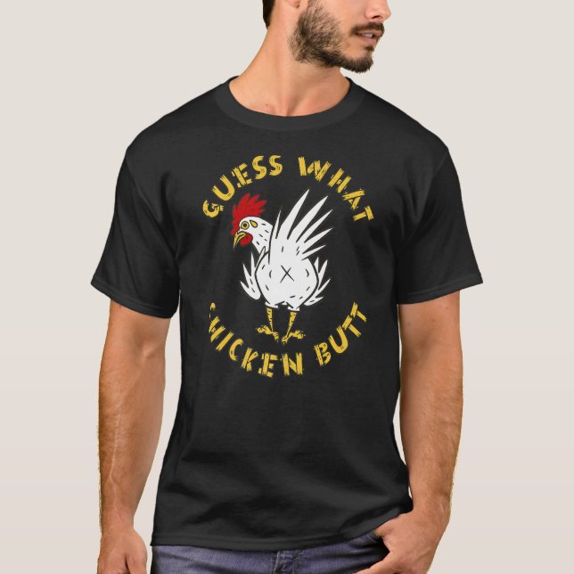 T-shirt Devinez quoi Style Rétro Croupion de Poulet (Devant)