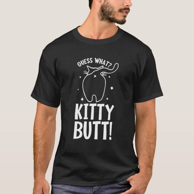 T-shirt Devinez What Kitty Butt - Drôle Amoureux des chats (Devant)