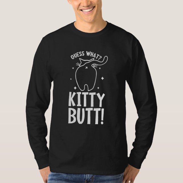 T-shirt Devinez What Kitty Butt - Drôle Amoureux des chats (Devant)