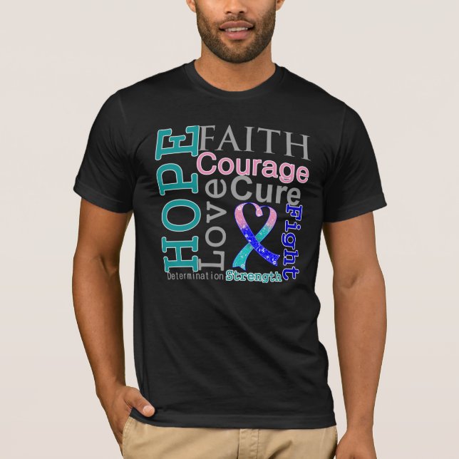 T-shirt Devise de foi d'espoir de cancer de la thyroïde (Devant)