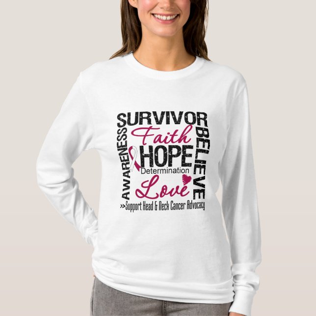 T-shirt Devise principale de survivants de Cancer de cou (Devant)