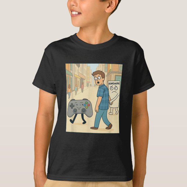 T-shirt Devoirs de procrastination avec un jeu drôle de Ga (Devant)