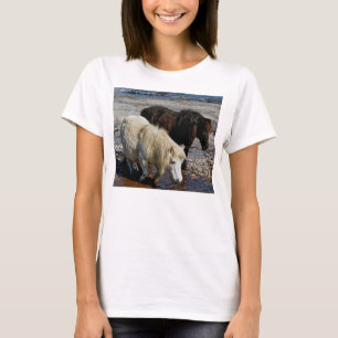 T-shirt Devon du sud deux poneys de Shetland sur la plage