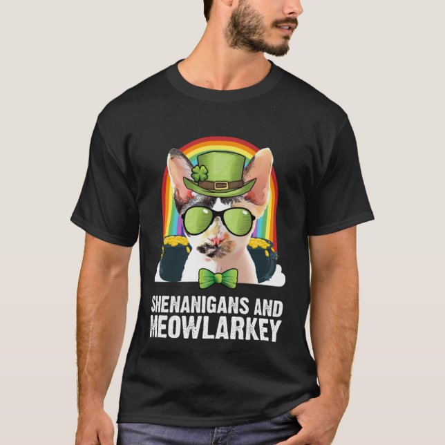 T-shirt Devon Rex Cat Meowlarkey  St Patricks Day (Devant)