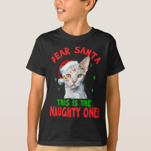 T-shirt Devon Rex Cat Noël Cher Père Noël Voici Le Nau