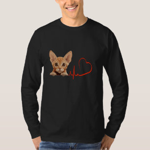 T-shirt Devon Rex Chat Mon Coeur EKG Funny Chats Mon Cardi