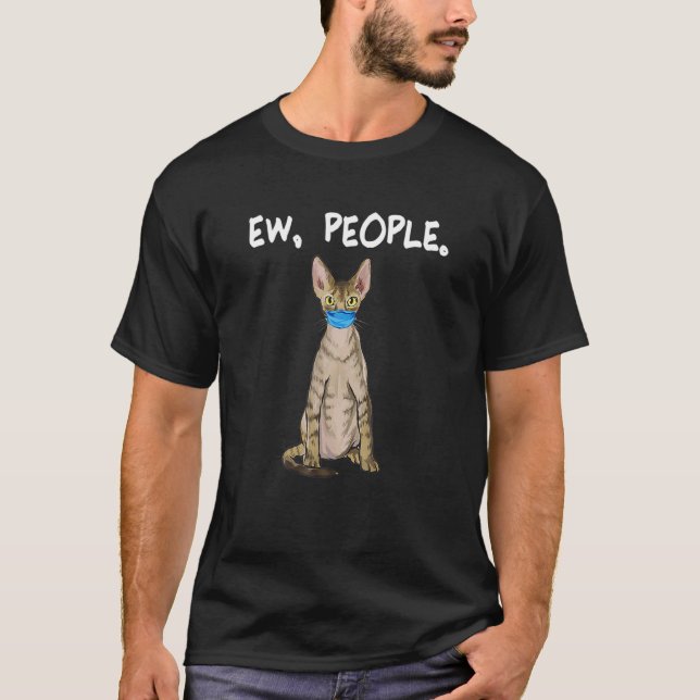 T-shirt Devon Rex Ew Personnes Chat Portant Un Masque Visa (Devant)