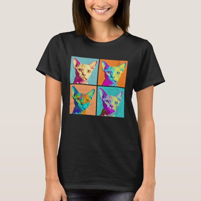 T-shirt Devon Rex Pop Illustration Colorful Animal Women (Devant)