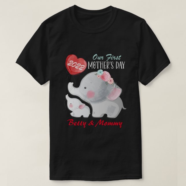 T-shirt DH Personnalisé Notre première fête des mères (Design devant)