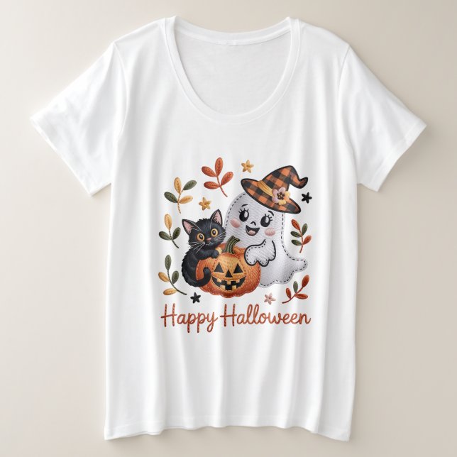 T-shirt d'Halloween mignon - Broderie Whimsical (Design devant)