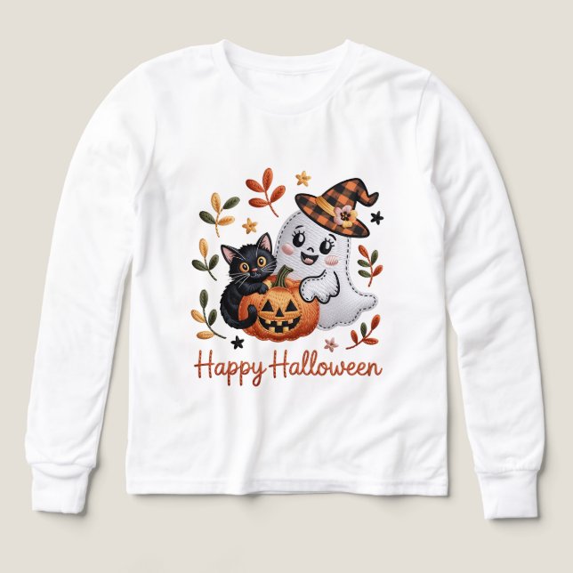 T-shirt d'Halloween mignon - Broderie Whimsical (Motif recto)