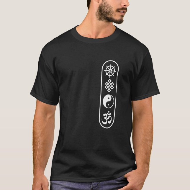 T-shirt Dharmachakra Wheel Om Sign Yin Yang Endless (Devant)