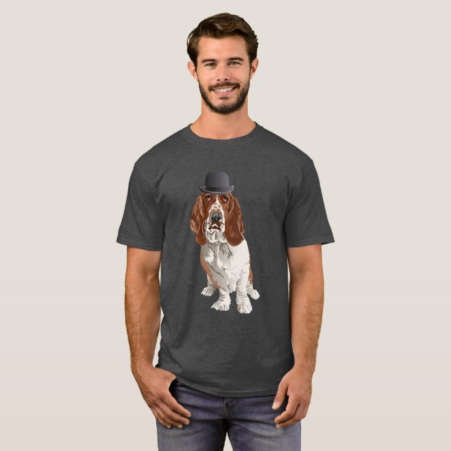 T-shirt d'hommes de papa de chien de Basset Hound (Devant entier)