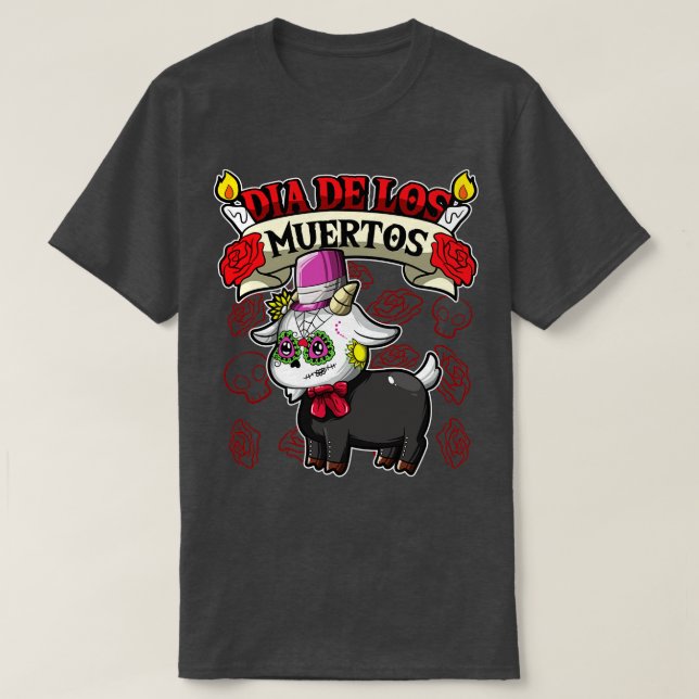 T-shirt Dia De Los Muertos Animaux Chèvre (Design devant)