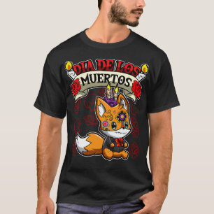 T-shirt Dia De Los Muertos Animaux Fox