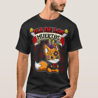 T-shirt Dia De Los Muertos Animaux Fox