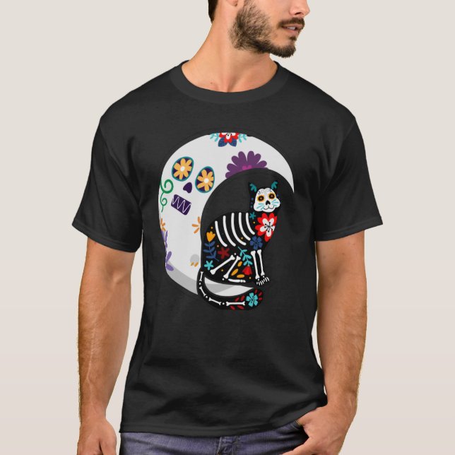 T-shirt Dia de los Muertos au Mexique ou Sugar Skull Cat a (Devant)