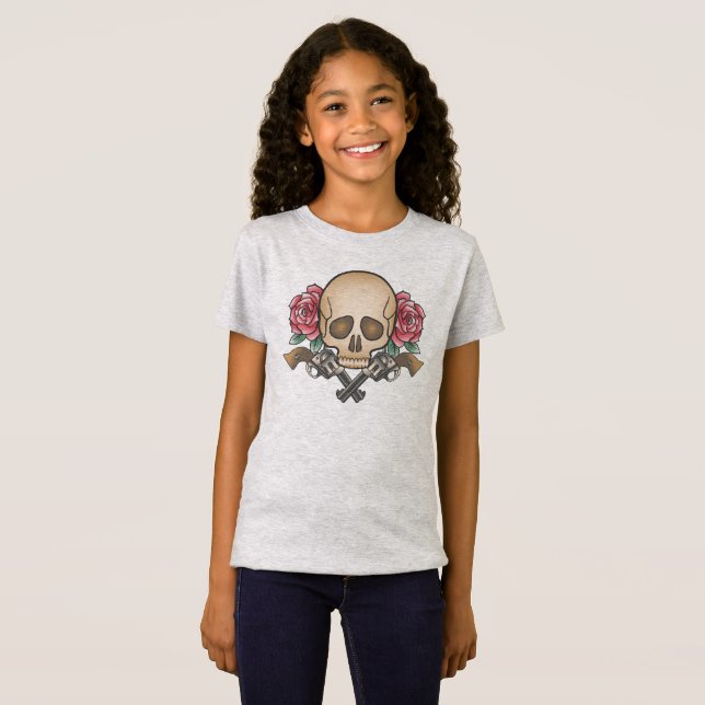 T-Shirt Dia de los Muertos Crâne et armes à feu | Jersey S (Devant entier)