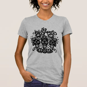 T-shirt Dia de los Muertos - Crânes en papier noir
