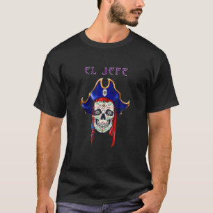T-shirt Día De Los Muertos El Jefe Pirata De Mexico Skull