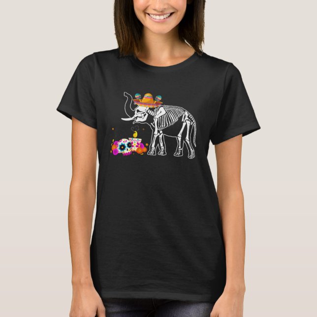 T-shirt Dia de los Muertos Elephant Sugar Skull Costume (Devant)