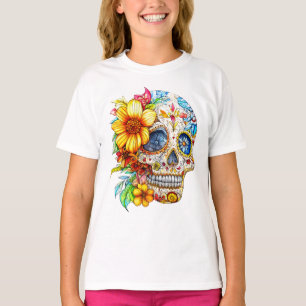 T-shirt Dia de los Muertos Floral Catrina Calavera