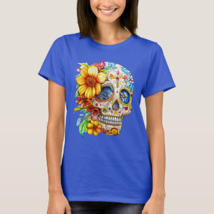 T-shirt Dia de los Muertos Floral Catrina Calavera