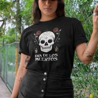 T-shirt Dia de Los Muertos Floral Sugar Crâne