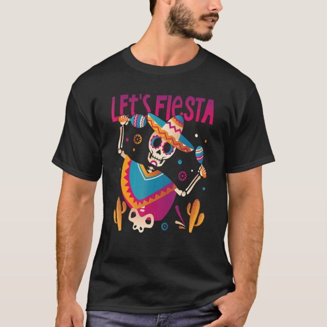 T-shirt Dia De Los Muertos Laisse Fiesta Dead Dancin Mexic (Devant)