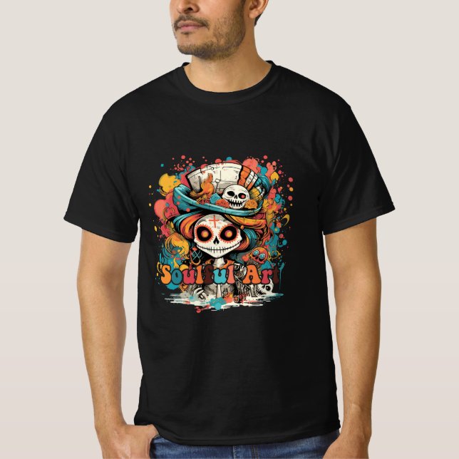 T-shirt Dia De Los Muertos, L'Art De L'Âme (Devant)