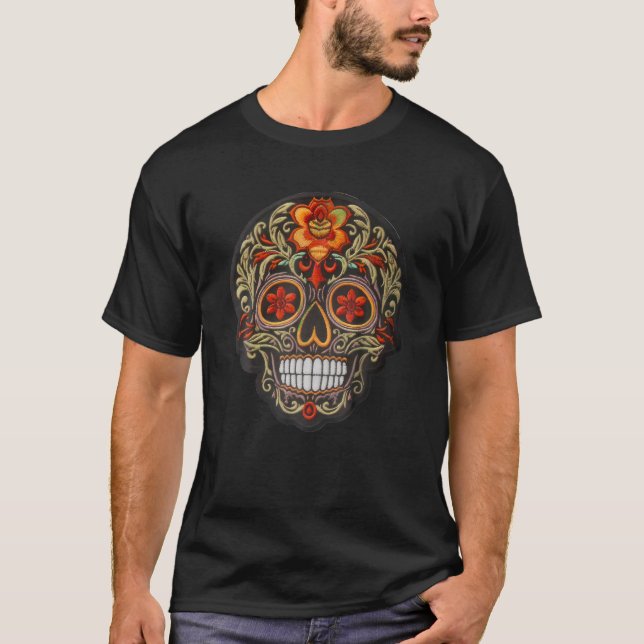 T-shirt Dia De Los Muertos Mexique Crâne à sucre La Catrin (Devant)