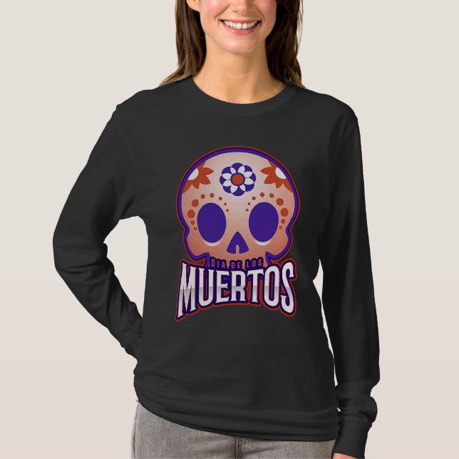 T-shirt Dia de los muertos Modern colourful Skull (Devant)