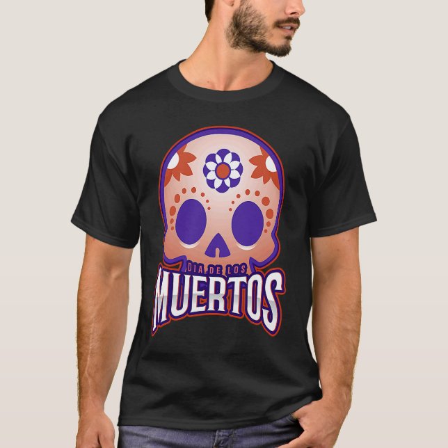 T-shirt Dia de los muertos Modern colourful Skull (Devant)