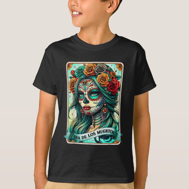 T-shirt Dia De Los Muertos Rose Flower Woman Day Du De De (Devant)