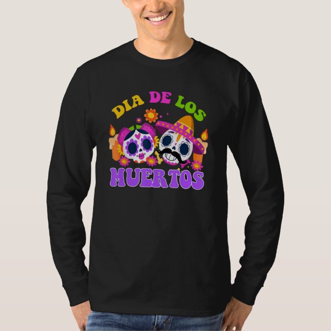 T-shirt Dia de los Muertos Skeleton Skull Matching Couple  (Devant)