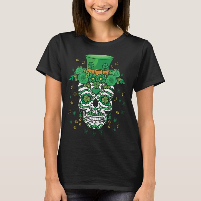T-shirt Dia De Los Muertos St Patty's Day Irish Flower Par (Devant)