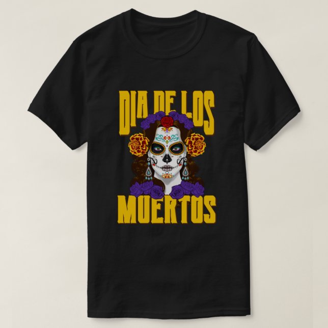 T-shirt Dia De Los Muertos Texte Marigold Catrina Jour de  (Design devant)