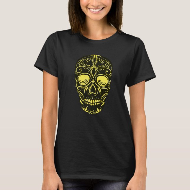 T-shirt Dia De Los Muertos Yellow Skull Mask Premium (Devant)