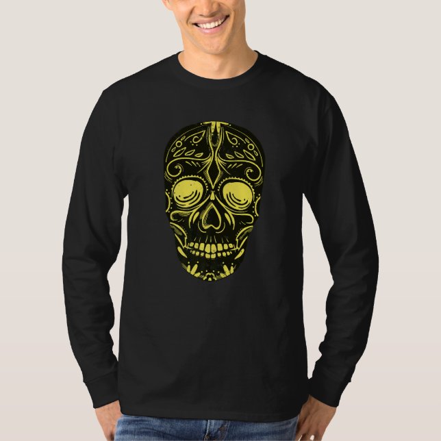 T-shirt Dia De Los Muertos Yellow Skull Mask Premium (Devant)