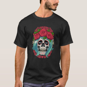 T-shirt Dia De Muertos Floral Crâne à sucre femmes Jour Ro