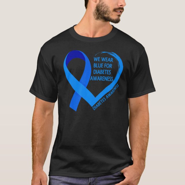 T-shirt Diabète Jour T1D T2D Nous Portons Bleu Pour Diabèt (Devant)