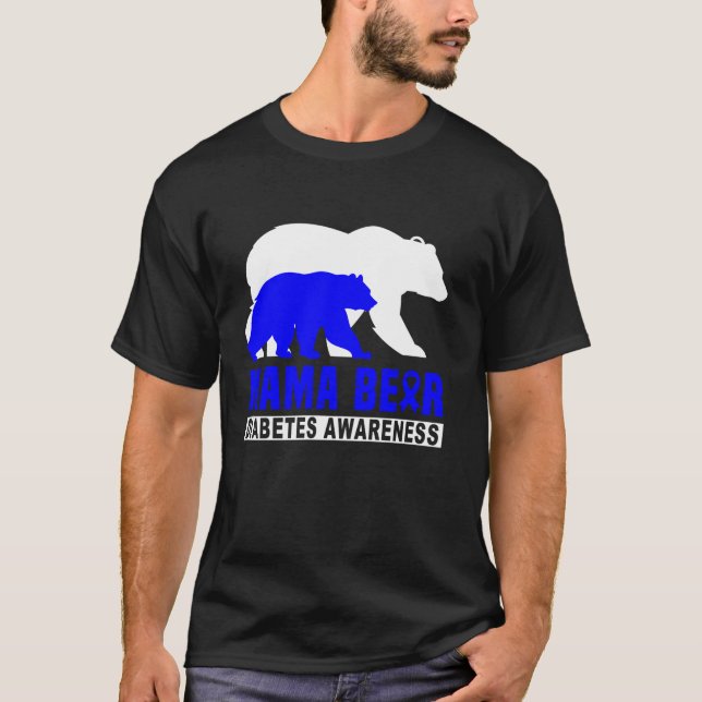 T-shirt Diabète Maman Ours Soutien Mère Maman Famille Supp (Devant)