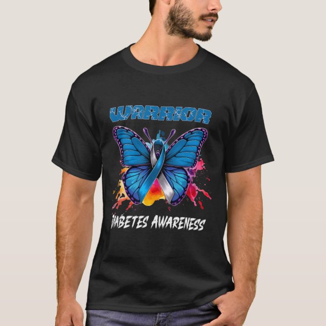 T-shirt Diabète Sensibilisation Papillon Coloré (Devant)