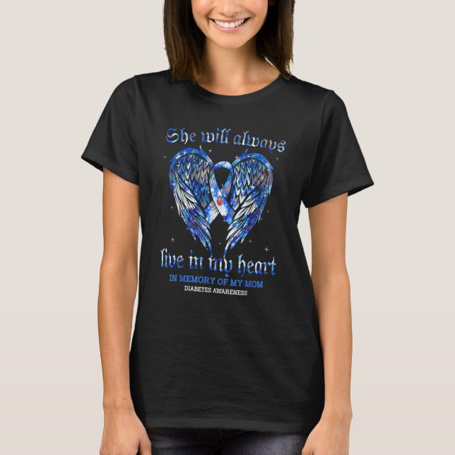 T-shirt Diabetes Angel Wing In Memory Of My Mom (Devant)