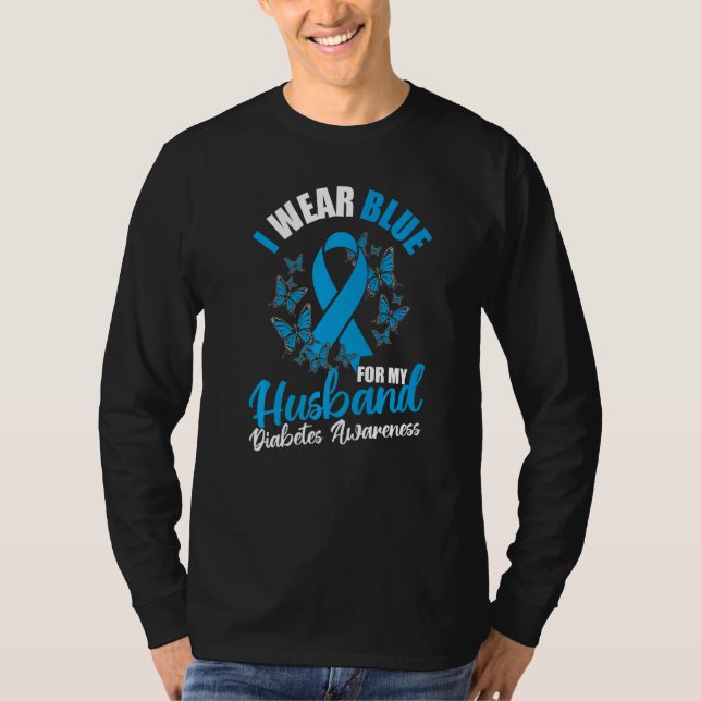 T-shirt Diabetes Awareness November I Wear Blue For My Hus (Devant)