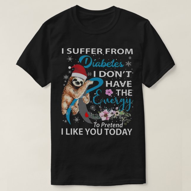 T-shirt Diabetes Sloth Christmas (Design devant)