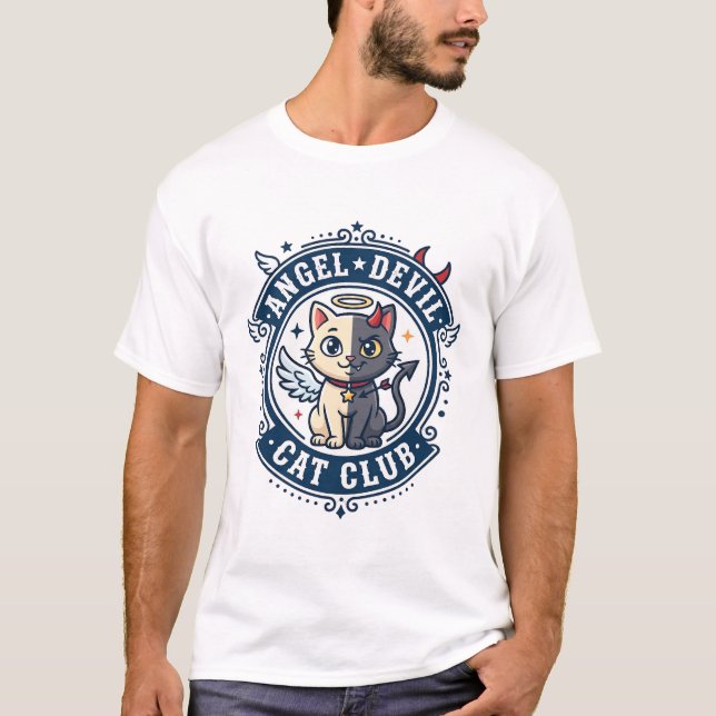 T-shirt Diable Ange Chat Idée Cadeau pour Maman Chat - Dia (Devant)